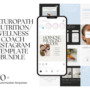 Naturopath + Health Coach Instagram Template Bundle | Wellness Coach | Nutritionist | Canva Template Bundle |  Naturopath Medicine Templates
