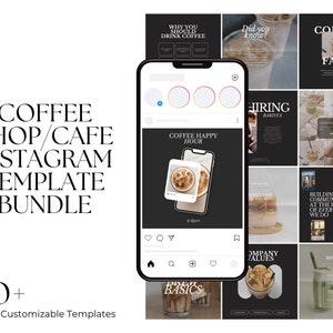 Posty na Instagramie o kawie | Szablon mediów społecznościowych kawiarni | Szablon kawiarni | Zestaw do brandingu kawiarni | Szablony Instagrama dla baristów | Szablony Canva