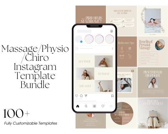 Instagram Template Bundle for Physiotherapists, Massage Therapists, Chiropractors and more | Editable Canva Templates | Health Practitioner