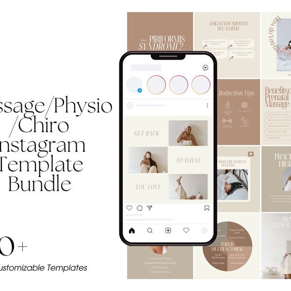 Instagram Template Bundle for Physiotherapists, Massage Therapists, Chiropractors and more | Editable Canva Templates | Health Practitioner