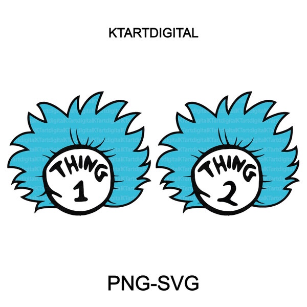 Thing 1 and Thing 2 Layered Svg Png, Dr Seuss Svg