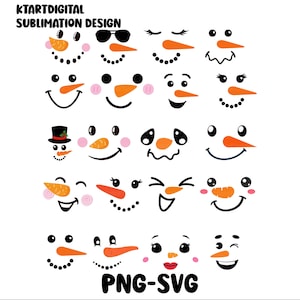 Snowman Faces Svg Snowman Clipart Christmas Svg Snowman Cut File Snowman Cricut Christmas Cut File Cricut Printable Snowman Png