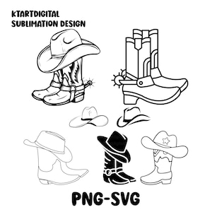 Cowboy Boots Svg, Cowgirl Boots Svg, Western Boots Svg, Rodeo Pvg, Ranch Svg, Cowboy Hat Svg, Cut File, Clipart