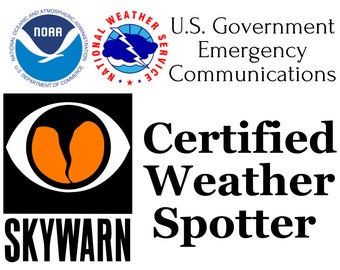 Skywarn NWS Spotter Placard Amateur Radio GMRS Card for your dash (free shipping)