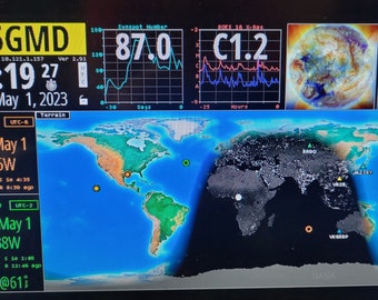 HamClock fully loaded on a mini PC with HDMI display output - Great Ham Radio present