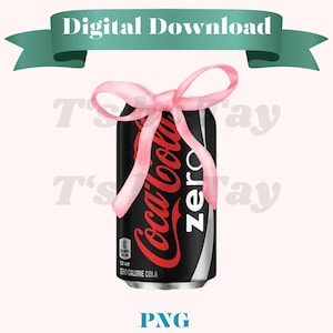 Könnte beinhalten: Eine schwarze Coca-Cola Zero Dose mit einem rosa Band darum gebunden. Die Dose ist 355 ml und trägt den Schriftzug "Zero Calorie Cola".