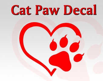 Cat Paw Heart Decal, Laptop, Tumbler, Pet Lover Gift