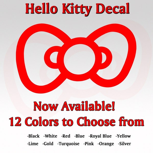 Hello Kitty Bow Vinyl decal die-cut no background Girl Ribbon bow laptop decal kitty's bow