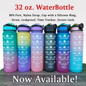 32oz Motivational Water Bottle with Time Marker Leakproof Flip Top BPA Free Customizable Personalized 1 lt Water Bottle with Straw Fitness