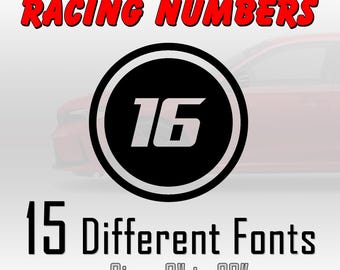 Set of 2, Custom Vinyl Die-Cut Racing Car Number Decal
