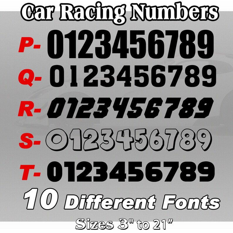 Racing Car Numbers Decal (set of 2) - Custom Die-cut, Rally Sport - Etsy