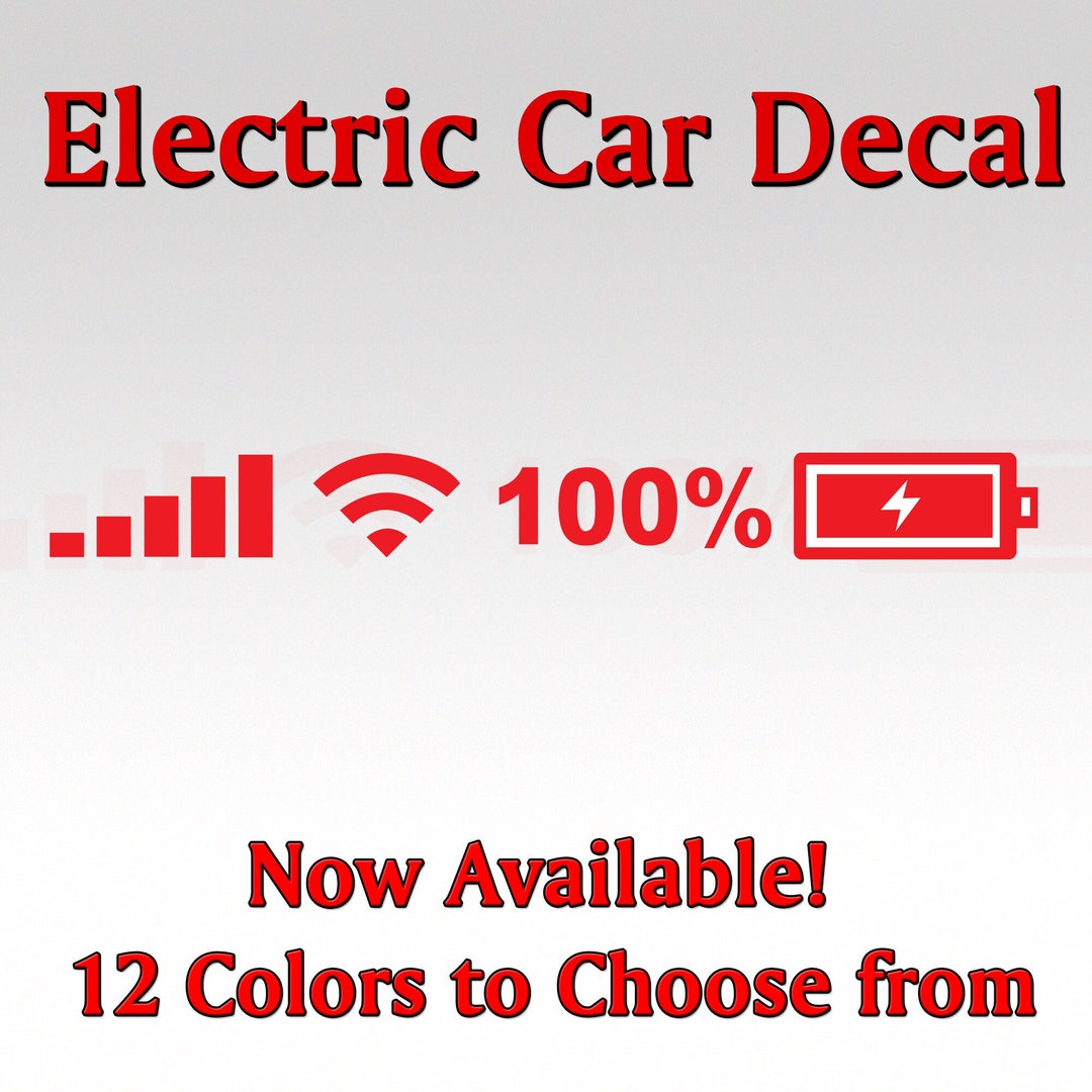 Electric Car Vinyl Decal: Wifi, Battery, Signal - Etsy