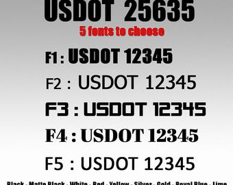 USDOT Custom Number Decal Set - Die-Cut Vinyl, Commercial Vehicles