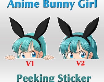 Anime Girl Peeking bunny outfit Vinyl laminated waterproof car window waifu manga