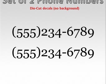 Set of 2 Custom Die-Cut Vinyl Phone Number Decals