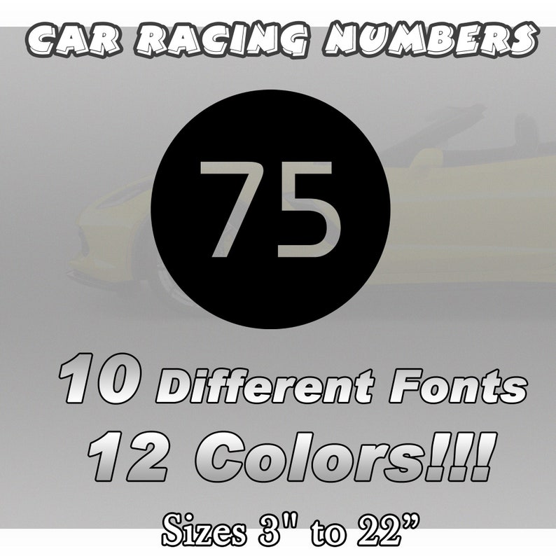 2 Pack Racing Car Numbers Circle Door Custom Number Rally Sport Die-cut ...