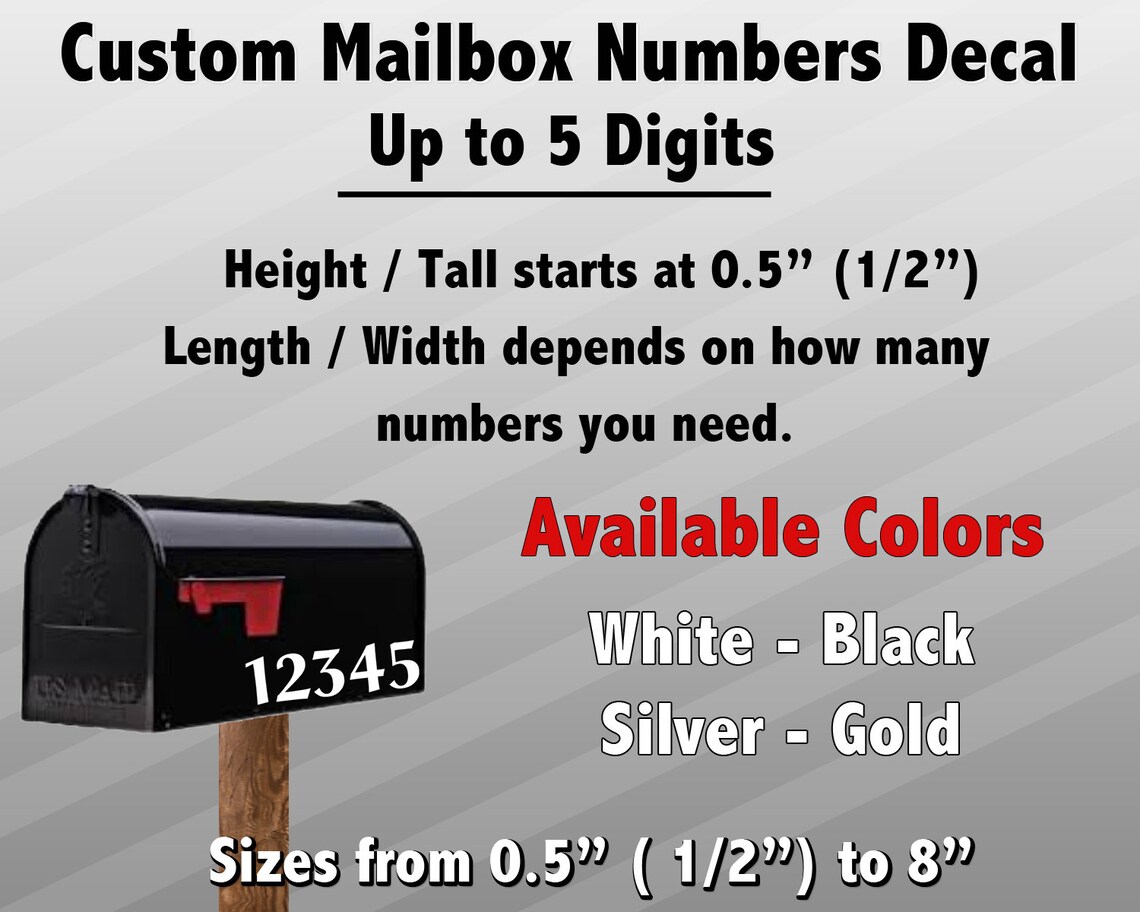 Custom Mailbox Number Decal (2 Pack): Die-cut Vinyl, House or Business ...