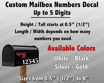 Custom Mailbox Number Decal (2 Pack): Die-Cut Vinyl, House or Business