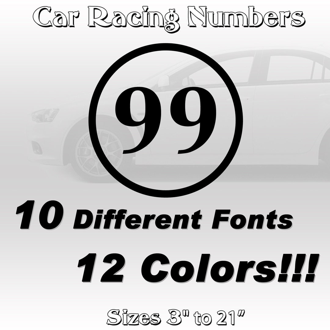 2 Pack Racing Car Numbers Circle Set of 2 Track Number Diecut Decal