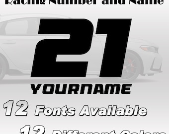 Custom Racing Number Decals, Die-Cut Vinyl Stickers (Set of 2)