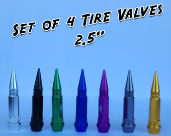 4 pcs set Spike Valve Stem Bullet Caps Covers Tire Wheel Aluminum 2.5" Screw-on