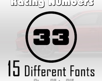 Set of 2, Custom Vinyl Die-Cut Racing Car Number Decal