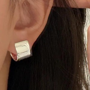 Bold Geometrical Silver Earrings, Chunky Silver Stud Earrings, Trendy Geometrical Earrings, Stud Earrings Silver, Modern Silver Earrings.