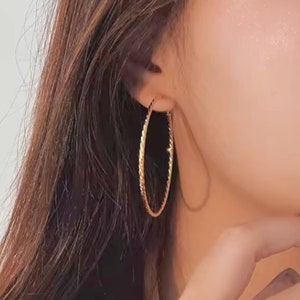 Diamond Cut Hoop Earrings in Gold and Silver 4cm, Gold Hoop Earrings, Silver Hoop Earrings, Diamond Cut Earrings, Gold Hoops, Silver Hoops.
