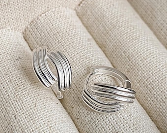 Modern Sophisticated Silver Earrings: Rhodium Plated Over Sterling Silver. #1137