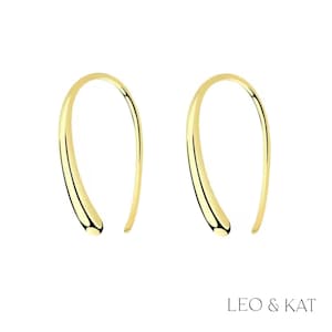 Dainty Gold Open Hoop Threader Earrings, Gold Hoop Earrings, Hoop Earrings, Minimalist Earrings, Trendy Earring, Gold Earring, Gold Threader