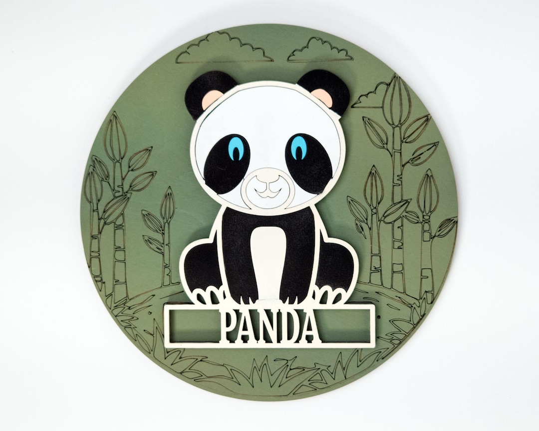 Panda Signing Personalized Panda Name Sign: 3D Wood Nursery Wall Art - Etsy
