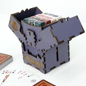 Gegraveerde paarse aandenken opbergdoos voor pokerdecks, snoepjes, liefdesbriefjes en sieraden met laserwizardnaam en ontwerp