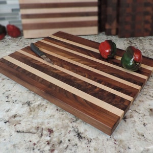 Small Functional Walnut and Maple Edge Grain Cutting Board