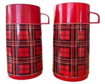 Pair of Vintage plastic 1970s Aladdin Thermos