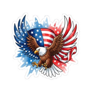 Patriotic Eagle Kiss-Cut Stickers, Americana Decals, United States Flag Art, Laptop Stickers, 4th of July Decor