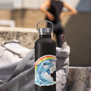 Dolphin Rainbow Kiss-Cut Stickers: Waterproof Laptop Decals