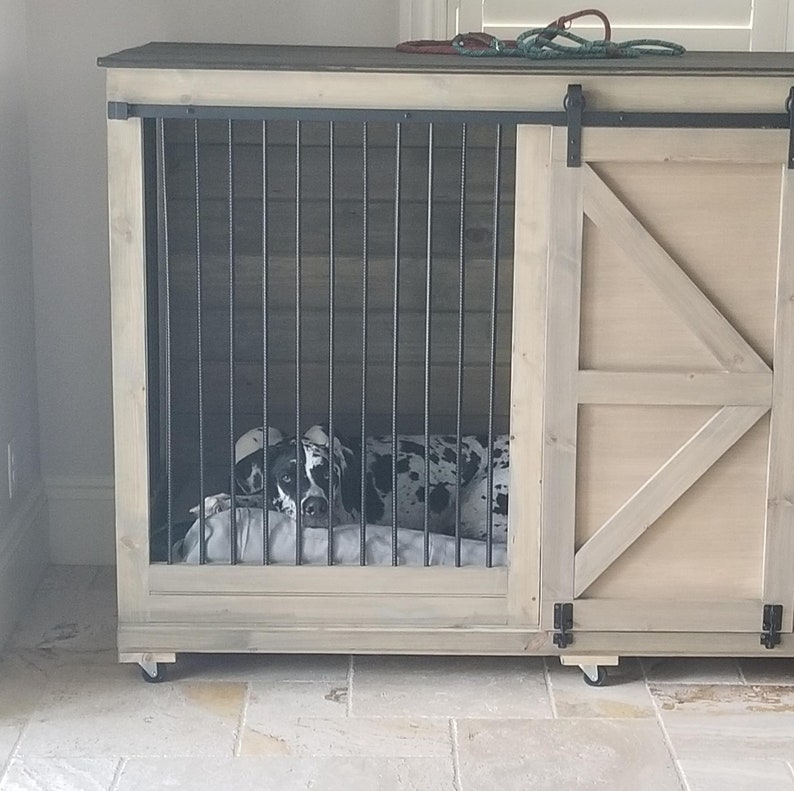 Image showcasing Luxury Dog Crate Furniture DIY PLANS Large Double Dog Crate - Etsy