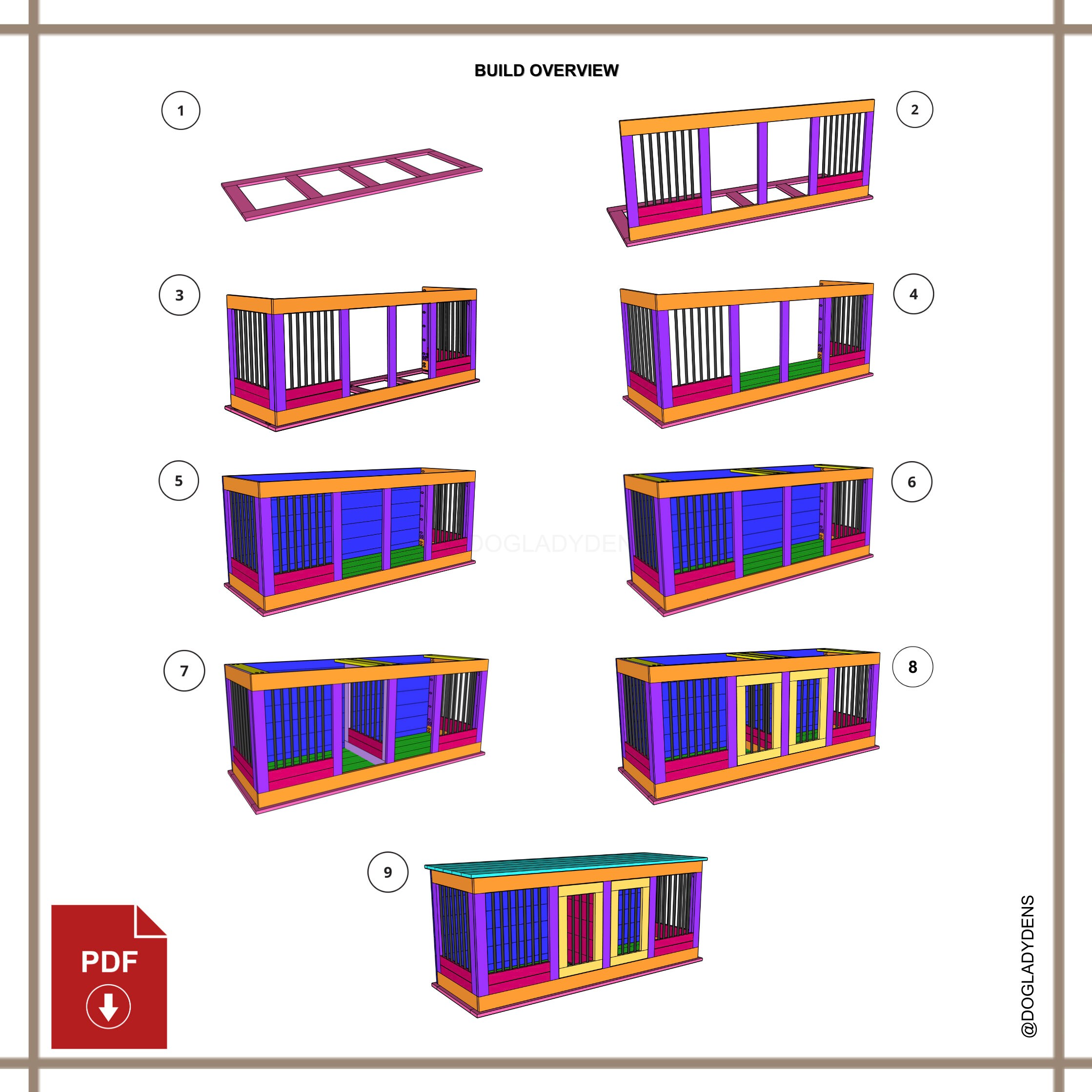 View of Luxury Dog Crate Furniture DIY PLANS Large Double Dog Crate - Etsy