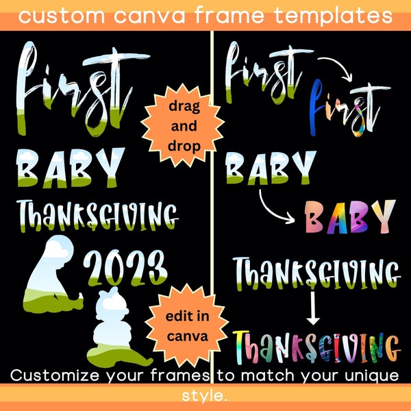 Cherishing Memories: Personalized Canva custom Frame for Baby's First Thanksgiving