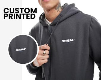 Custom Printed Zip Hoodie: Personalized Text & Image Design