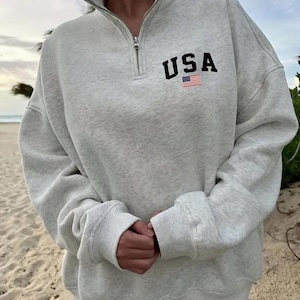 Custom Embroidered Fleece Quarter-Zip Pullover: Personalized Text Logo