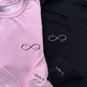 Custom Embroidered Initial Heart Sweatshirt | Personalized Couples Gifts | Valentines Couple Initials | Matching Sleeve Initial Sweatshirts
