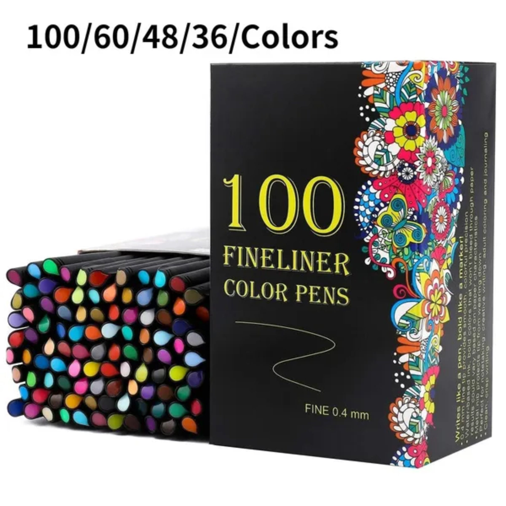 100pcs Colors Gel Pens Set 0.5 1.0mm Tip Drawing Writing for Adult Coloring  Books Glitter Neon Glitter Metallic Neon Pastel