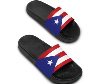 Puerto Rican Flag Slide Sandals For Women Chancletas Boricua