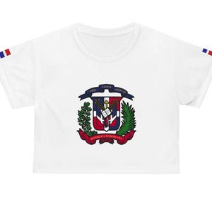 Camiseta corta de República Dominicana Camiseta corta con escudo de armas para dominicanos Camiseta Dominicana