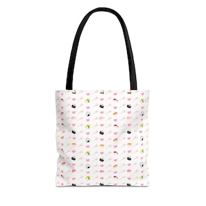 Sushi Tote Bag, Cute Shopping Bag, Reusable Grocery Tote, Gift for Foodies, Beach Bag, Eco-Friendly Fashion, Japanese-inspired