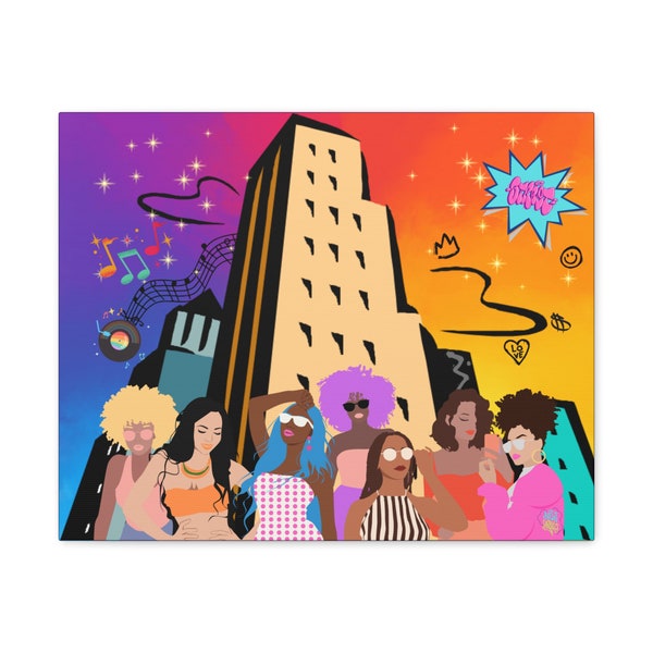 City Girl Vibes Pop Art On Canvas by Lulu Wall Decor Decoration for Women of color Urban wall art City Art gift for city girl