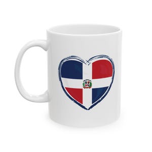 Dominican Republic Heart Shaped Flag Ceramic Mug (11oz) Taza