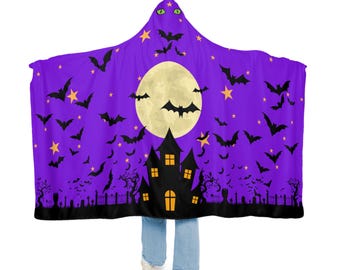 Manta con capucha de castillo espeluznante similar a la Snuggie, perfecta para otoño y Halloween