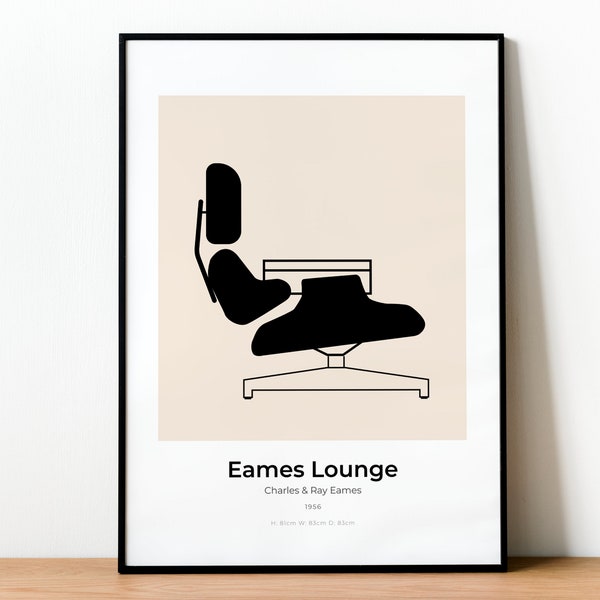 Eames Lounge, Charles & Ray Eames, Chair Design, Bauhaus, Wall Art, Architecture, Home Office Wall Decor, Industrial Design